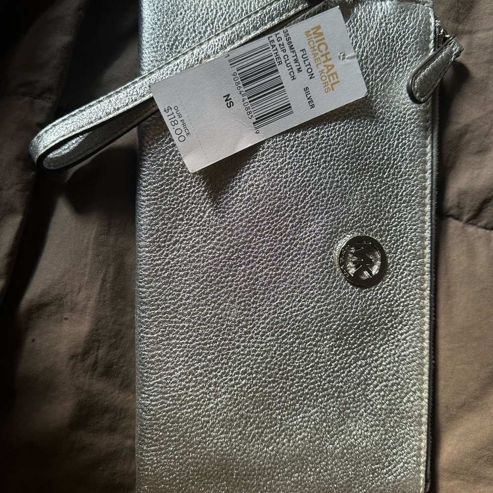 Michael Kors Metallic Silver Clutch